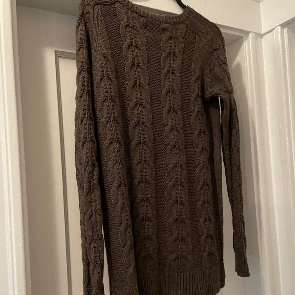 Loft, Gray, Cable knit sweater, Size Medium